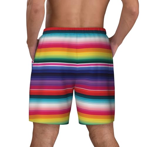 Men's Swim Trunks Quick Dry Board Shorts Colorful Mexican Stripes Beach Shorts with Pocket Bathing Suits for Men3
