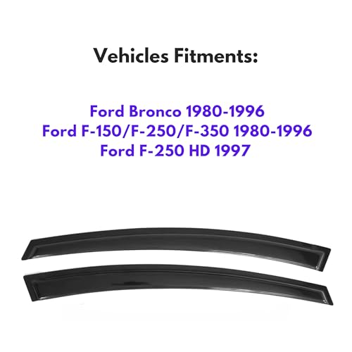 Image of IG Window Visors Fit for 1980-1996 Ford Bronco, Out-Channel Rain Guards Vent Wind Deflectors 2PC, Truck Accessories for 1980-1996 Ford F150 F250 F350, 1997 Ford F250 HD