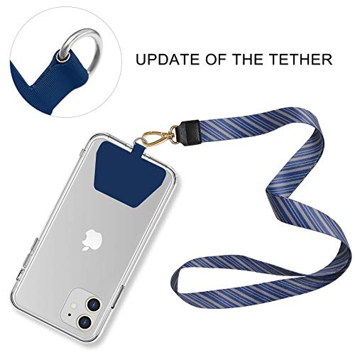 Phone Tether Tab, COCASES 2 Pack Update Phone Lasso Patch with Replacement Part for Smartphone Lanyard Safety Tether（Blue） - Thumbnail 7