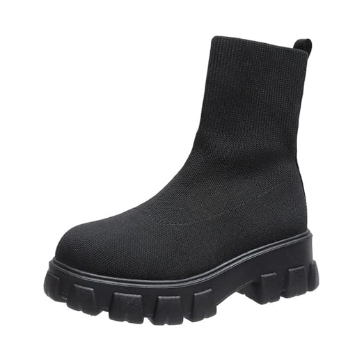 VBEDKDEB Botines de mujer botas de tobillo e invierno nuevas damas deporte botas cortas de tamaño grande botas calcetines zapatos para tirolesa, Negro , 37.5 EU