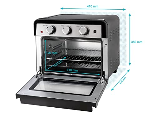 Team Kalorik TKG AFO 2000 Airfryeroven Heißluft- Ofen, Friteuse & Dörrautomat XL Garraum 22 L Fassungsvermögen inkl. Drehspieß, emailliertes Backblech, 1700 W, schwarz/grau – Bild 6