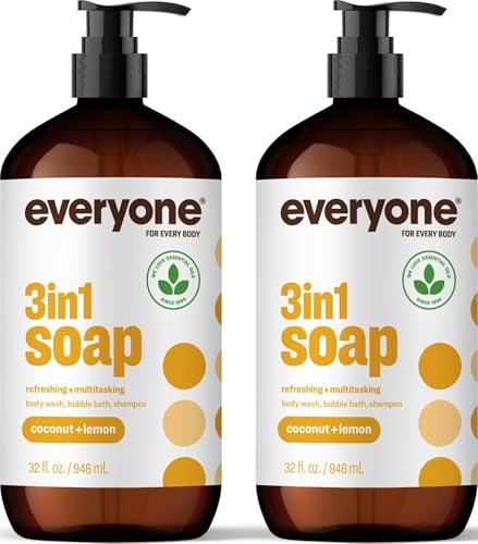 Image of Everyone 3-in-1 Soap Body Wash Bubble Bath Shampoo Coconut Lemon 32oz 2pk | Everyone 3-in-1 Soap Body Wash Bubble Bath Shampoo Coconut Lemon 32oz 2pk