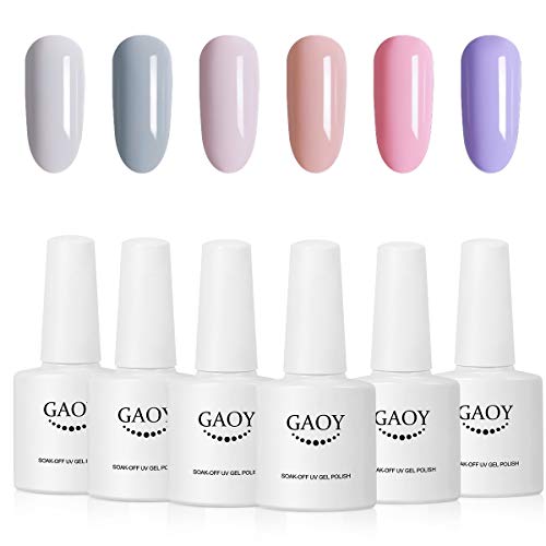 Nail Gel Polish Kit 6 Pcs (Light Color) Gel Nail Polish Set Blue, Pink, Nail Art Colors UV LED Soak Off Nail Gel Kit