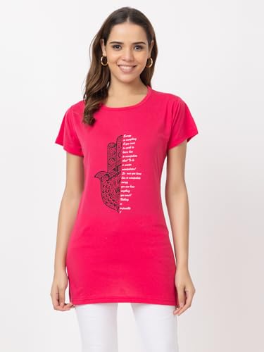 Image of New Crush Women Cotton Printed Regular Fit T-Shirts /Top /Long Night Wear T-Shirt for Women's & Girls (Pack of 2)