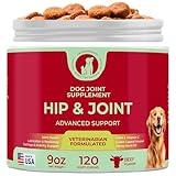 Hip & Joint Supplement for Dogs – Advanced Mobility Support with Glucosamine, Chondroitin, MSM, Turmeric & Green Lipped Mussel – 120 Soft Chews for Large, Medium & Small Dogs – Beef Flavor