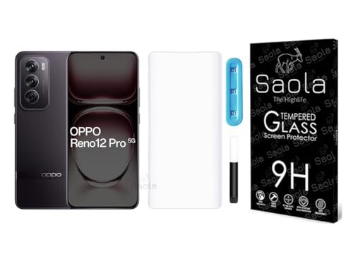 Image of Saola 1-Pack UV Curved Tempered Glass for Oppo Reno 12 Pro | 9H Hardness | Edge-to-Edge Full Screen Coverage | UV Light Installation | Scratch Resistant | Case Friendly Screen Protector. (6.7 Inches)