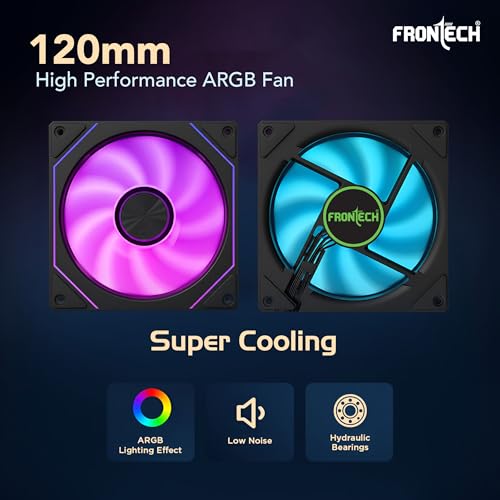 Image of Frontech 120mm ARGB Gaming Case Fan | Infinity Mirror | 1600 RPM High Airflow | 3+4 PIN Connector | Noiseless Operation | Hydraulic Bearing | PWM Control | 1 Year Warranty (CPF-0011BLK)