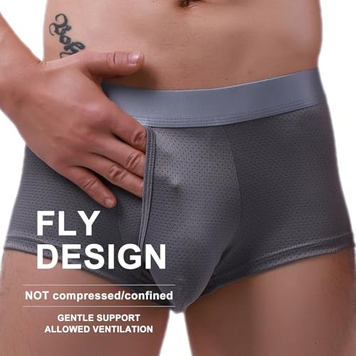 Men's Trunks Boxer Briefs Fly with Pouch Support Underwear,Anti-Chafing,Moisture-Wicking Odor Control4
