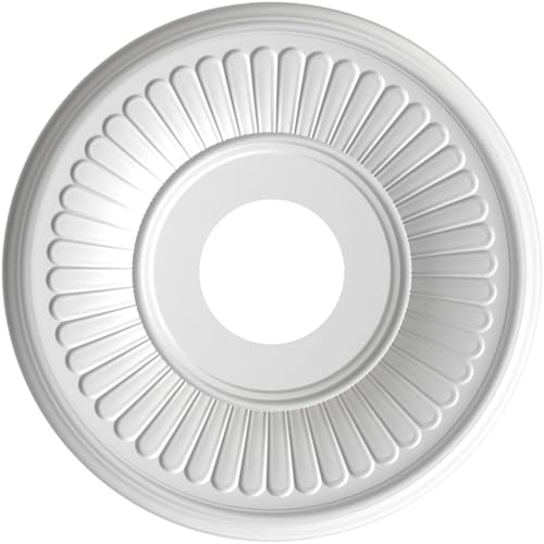 Image of Ekena Millwork 13 inchOD x 3 1 /2 inchID x 3 /4 inchP Berkshire Thermoformed PVC Ceiling Medallion (Fits Canopies up to 5 3 /4 inch), UltraCover Satin London Grey