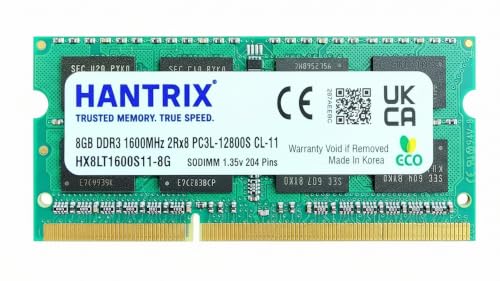 Image of 8GB DDR3L Laptop RAM 1600MHz PC3L-12800S 204-Pin Non-ECC Unbuffered SO-DIMM 1.35V Dual Channel Kit Notebook Memory Upgrade