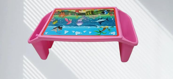 Image of Ocean Adventure Kids Study Table - Fun and Colorful Portable Foldable Lap Desk for Kids' Study, Drawing, Eating Snacks, and Laptop Use | Lightweight, Durable, Easy to Carry - Pink