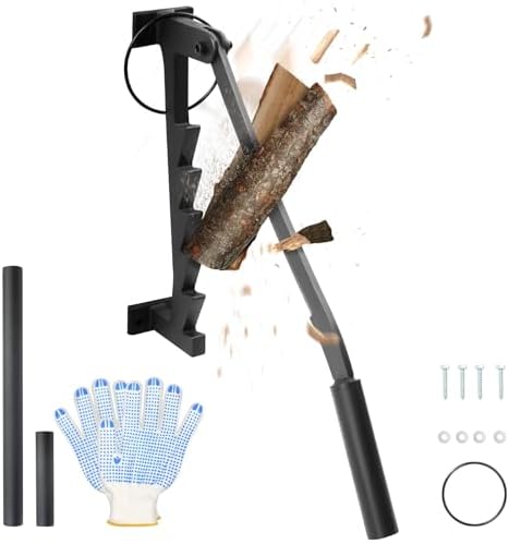Jaxguom Manueller Holzspalter Wandmontage - Mit 2 Griffen & Brennholzsack Schwarz