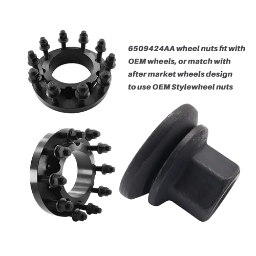 Image of 611-936 6509424AA Wheel Nut Fit for Dodge Ram 3500 4000 4500 5500 2012-2022 Models, M14-1.5 Flange - 22mm Hex, 28.5mm Length, Medium, Pack of 20pcs