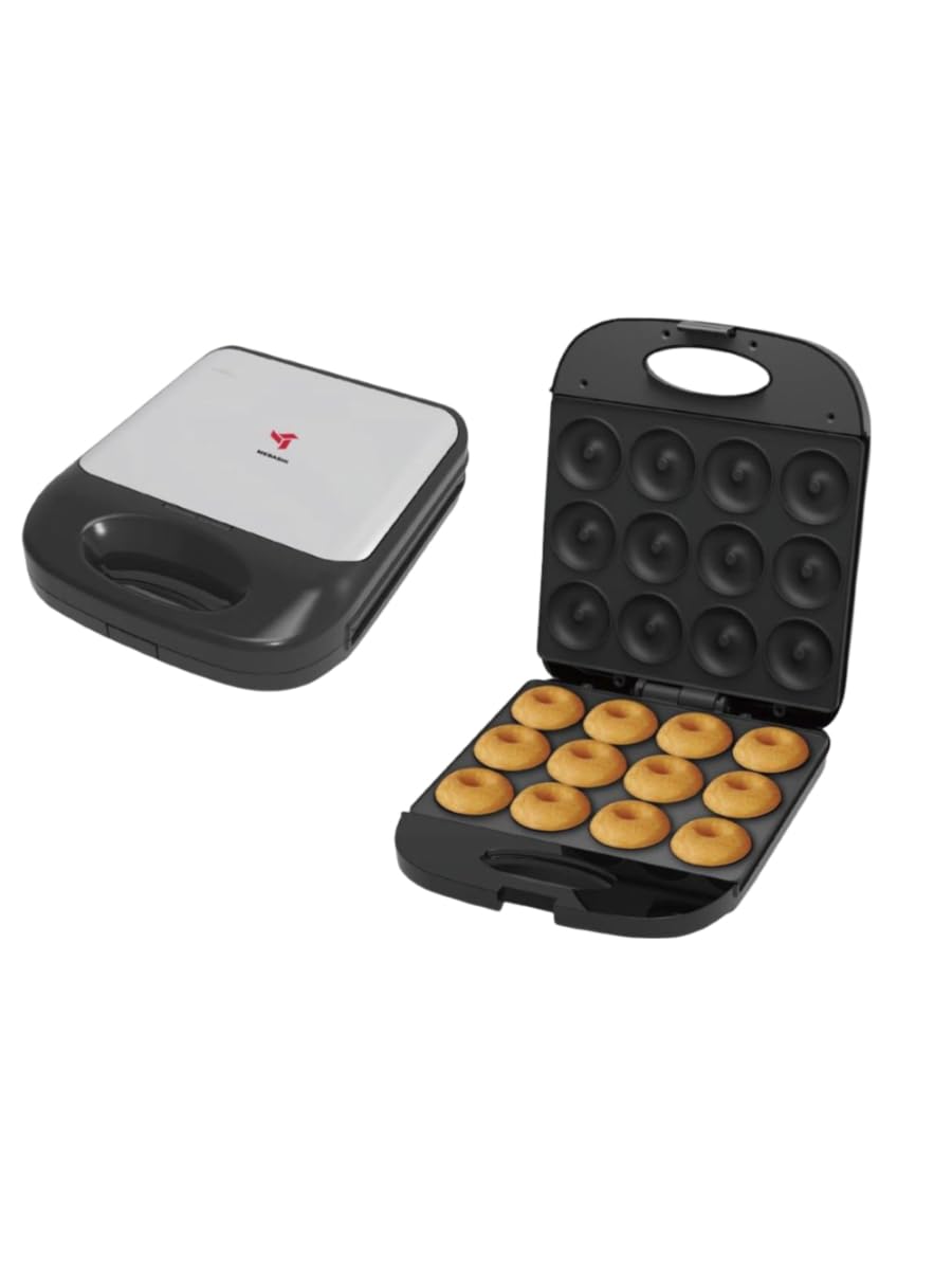 MEBASHI Donut Maker, 12 Pcs, 4 Slices, Black Steel, Non-Stick Coating(ME-DOM197B4)(1400W)