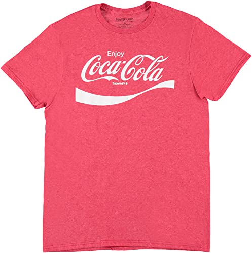 Coca-Cola Camiseta clásica para hombre, diseño de cuadros con texto "Have a Coca-Cola y una sonrisa", Rojo, Large