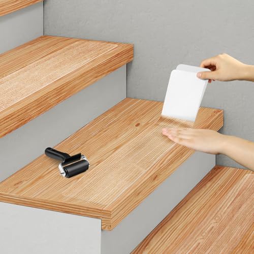 SMILOOL Clear Non Slip Stair Treads for Wooden Steps Indoor 15 Pack 4" x 32" Pre-Cut Anti Slip Stair Strips for Wood Stairs, Grip Tape Transparent Step Tread Grips for Dogs Kids and Pets, Waterproof
