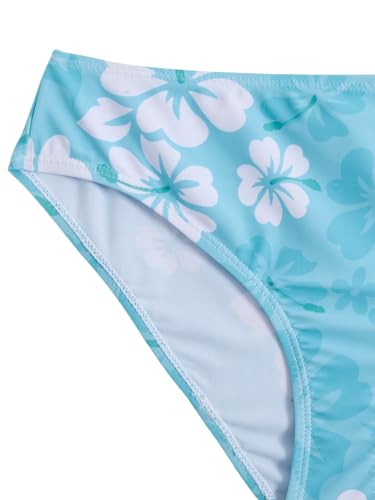 Image of COZYEASE Girls' 2 Piece Ditsy Floral Print Knot Front Ruched Triangle Bikini Swimsuit