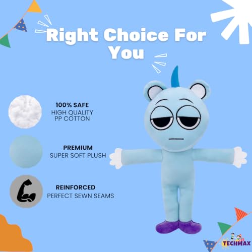 Image of Customized Text Standing Blue Shy Sprunki Plush Toys