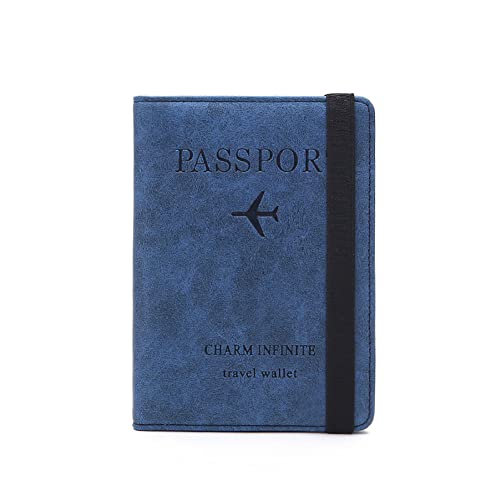Alnicov Portefeuille de Passeport RFID, Portefeuille de Voyage Anti-démagnétisation Multifonctionnel, Porte-Passeport, Bleu, Bleu