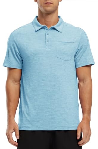 Image of Rdruko Men's Polo Shirts Short Sleeve Quick Dry Outdoor Golf Sports Shirts with Pocket