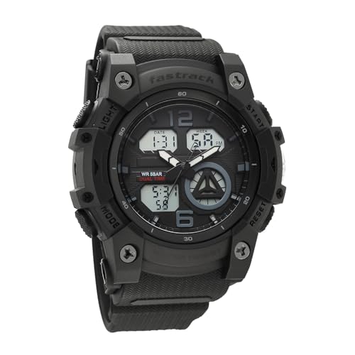 Image of Fastrack StreetStyle 6.0 with Analog Digital Black Dial Black Polyether Strap Watch for Men - 38133PP01W