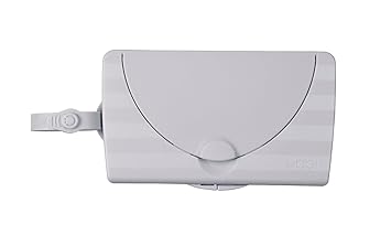Ubbi On-The-Go Baby Wipes Dispenser, Portable Wipes Container for Travel, Diaper Bag Accessory Must Have for Newborns, Reusable Wipes Holder, Gray