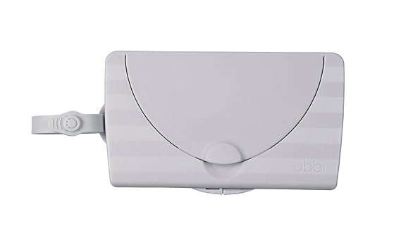 Ubbi On-The-Go Baby Wipes Dispenser, Portable Wipes Container for Travel, Diaper Bag Accessory Must Have for Newborns, Reusable Wipes Holder, Gray