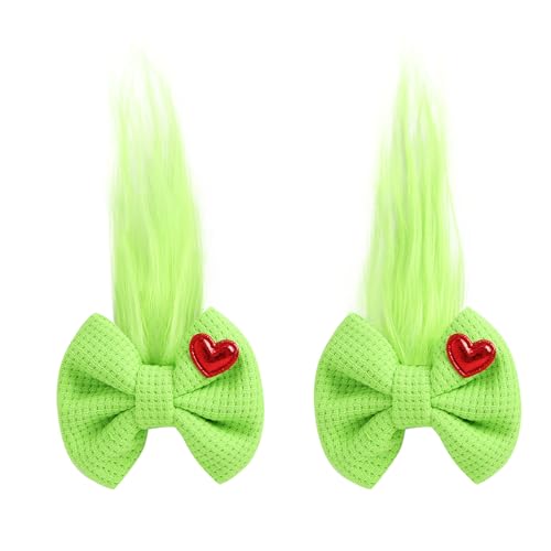 2PC Pinzas de Pelo Verde Largas Peludas 3 Pulgadas Decoraciones para Fiesta Accesorios de Pelo miniatura 1