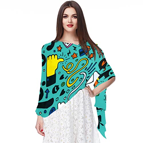 Foulard en mousseline de soie femme notes de musique multicolore