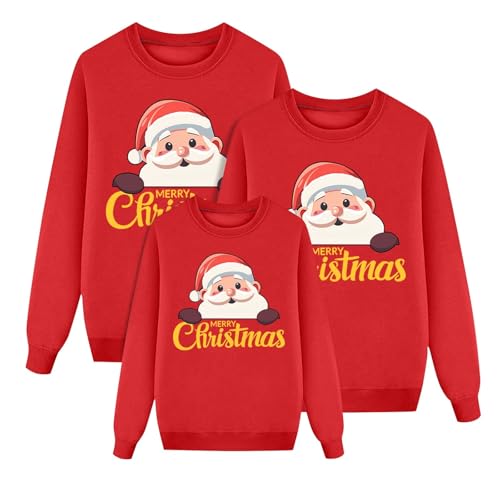 Matching Christmas Sweatshirts for Family Long Sleeve Ugly Santa Claus Jumper Holiday Party Tops Soft Matching Sets2