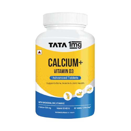 Image of TATA 1mg Calcium + Vitamin D3, Zinc, Magnesium and Alfalfa Tablet Help In Joint Support, Bones Health, Energy Support for Men & Women (Pack of 120 Tablets)