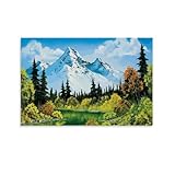 Hedlektio Bob Ross Wiesensee-Poster, Landschaften, Leinwand, Kunst, Gemälde, Büro, Zuhause, Wanddekoration, Geschenke, 30 x 45 cm