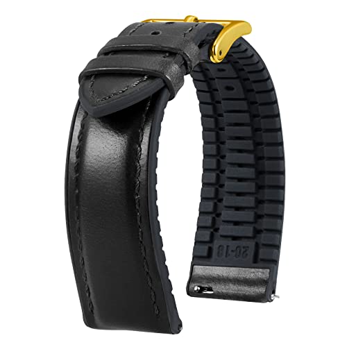 Image of BINLUN Leather Watch Band 14mm 16mm 18mm 19mm 20mm 21mm 22mm Quick Release Premium Oil Wax Leather and Breathable Silicone Hybrid Watch Bands Replacement Strap for Men Women