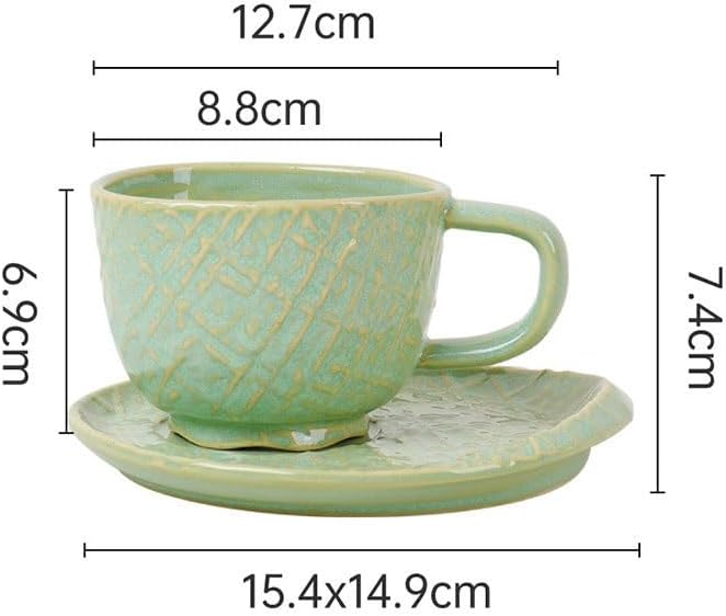 Embossed White Ceramic Coffee Cup Saucer Set Afternoon Tea Cup