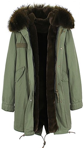 S.ROMZA Women Hooded Parka Jacket Warm Faux Fur Lining Long Winter Thicken Coat