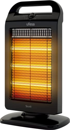 Ufesa Scuti Calefactor Halógeno de 1200W, 3 Niveles de Potencia (400W/800W/1200W), Oscilante,...