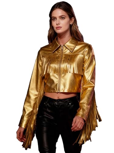 Blouson lustré métallique à franges vêtement de bal et soirée femme