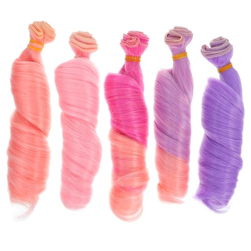 Homoyoyo 5 Piezas Doll Wigs Chicas Pelucas Muñeca De Pelo Tramas De Pelo De Muñeca Extensiones Accesorios Peluca De Pelo Rizado De Muñeca Equipo Cabello Ondulado Peluca De Muñeca