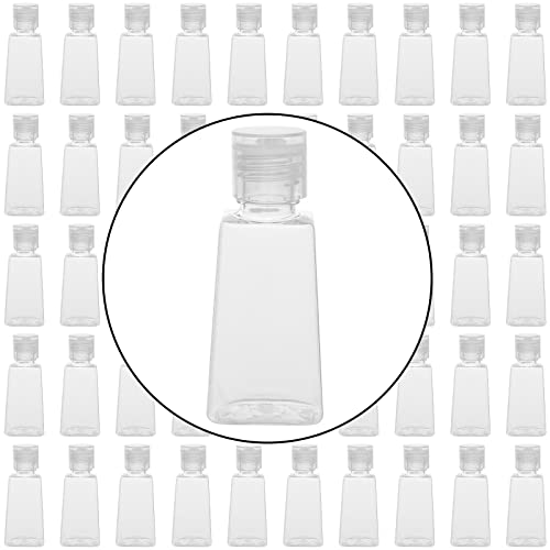 MANCHAP 100 Pack 1oz Plastic Empty Squeeze Bottles, 30ml Clear Travel Refillable Squeeze Bottles with Flip Cap for Lotions, Creams, Toiletries