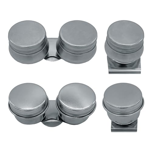 GLSJA 4 Pack Palette Cups Set, Stainless Steel Oil Painting Double Dipper Palette Cup and Single Palette Cup Container with Lid and Clip Oil Container Kit for Watercolor Gouache Acrylic