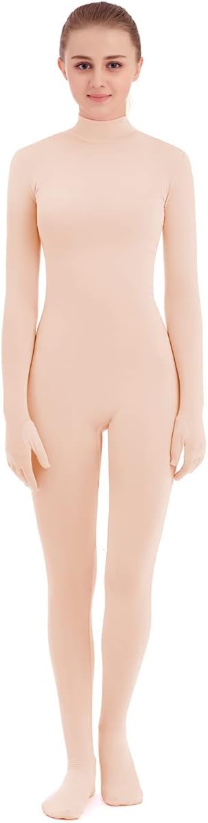 SUPRNOWA Full Body Unitard Turtleneck Spandex Footed/Footless Long Sleeve Unisex