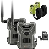 SPYPOINT Flex-M Twin Pack Cellular Hunting Trail Cameras | GPS-Enabled | Night Vision | Dual-Sim LTE | IP65 Waterproof | 28MP Photos, 720p Videos + Two Straps + Two 32GB SD Cards
