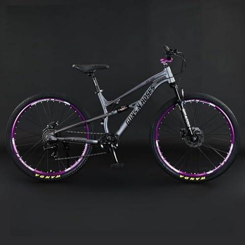 Dazzix24/26/27.5インチマウンテンバイク MTB 8/9段変速 自転車前後サペンション ダブルディスクブレーキ前後車輪クイックリリース方式競技向けサドル、快適な乗り心地 速身長 155-200cm対応初心者パフォーマンス入門モデル (26イン