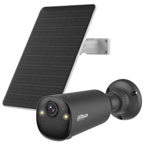 Dahua Apollo Bullet C1 4MP Kit de cámara de vigilancia inteligente con doble banda inalámbrica con AOV, Wi-Fi 6, incluye panel solar (negro)