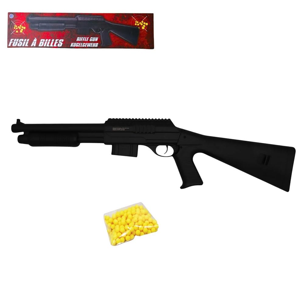 Airsoft Réplique de Fusil à Pompe à Billes 75 cm Factice, 0,44 Joule, Tir Coup par Coup, 18 Billes Incluses