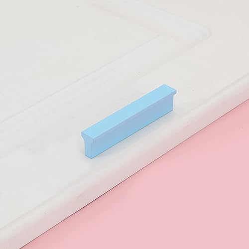 Miniatura 6 de Basics - Manija moderna en forma de T para cajones y cajones, mango pequeño de 3 pulgadas de largo, aleación de aluminio, paquete de 6, color azul