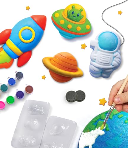 Image of Intelliskills Premium DIY Mould & Paint Craft Kit,Create 3D Space Models with 6 Moulds,12 Paints & 6 Magnets,Painting Kit for kids,Art Kit for 5 Years+,Gift for Kids,Fun Learning Toys (Space Adventure)