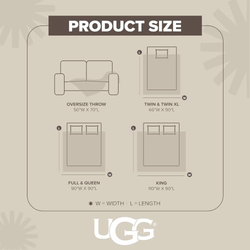 Image of UGG Whitecap Queen Blanket, Plush Fleece, 90 inch x 90 inch, Blue
