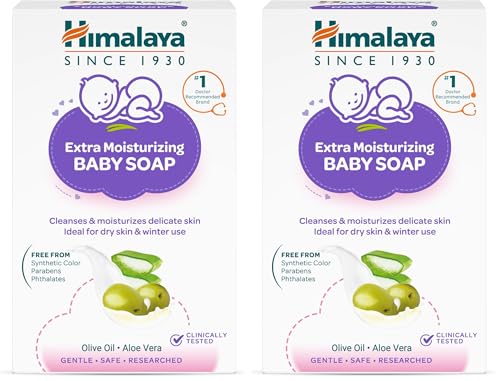 Image of Himalaya Extra Moisturizing Baby Soap for Dry Skin | B3G1-125g Helps Lock In Moisture With Aloe-Milk Moisture Complex of Almond & Olive Oil | Clinically Tested | No. 1 Doctor Recommended Brand