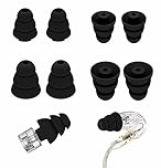 4 Pairs Triple Flange Compatible with Shure SE215 Pro Ear Tips, Noise Reduce Silicone with 2mm Connector Hole Eartips Earbuds Compatible with Etymotic Research/Klipsch/Westone - Black